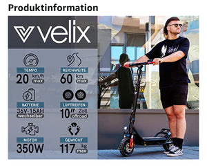 Velix E-Kick 20 Pro E-Scooter - eKFV mit wechselbarem Lithium-Akku