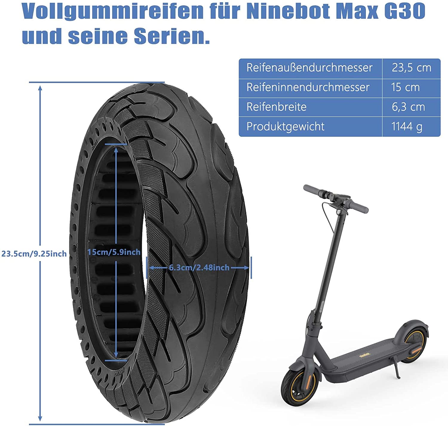 Reifen Für Ninebot Max G30 G30D G30D 2/II 10 Zoll Honeycomb Design  Rutschfesten Reifen x 2 und1 Hebeln Electric Scooter Zubehor - Antirutsch-  / Stoßdämpfung : : Sport & Freizeit