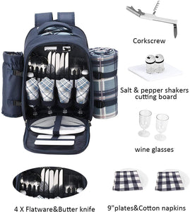 Picknickrucksack Kühltasche mit Geschirrset & Decke